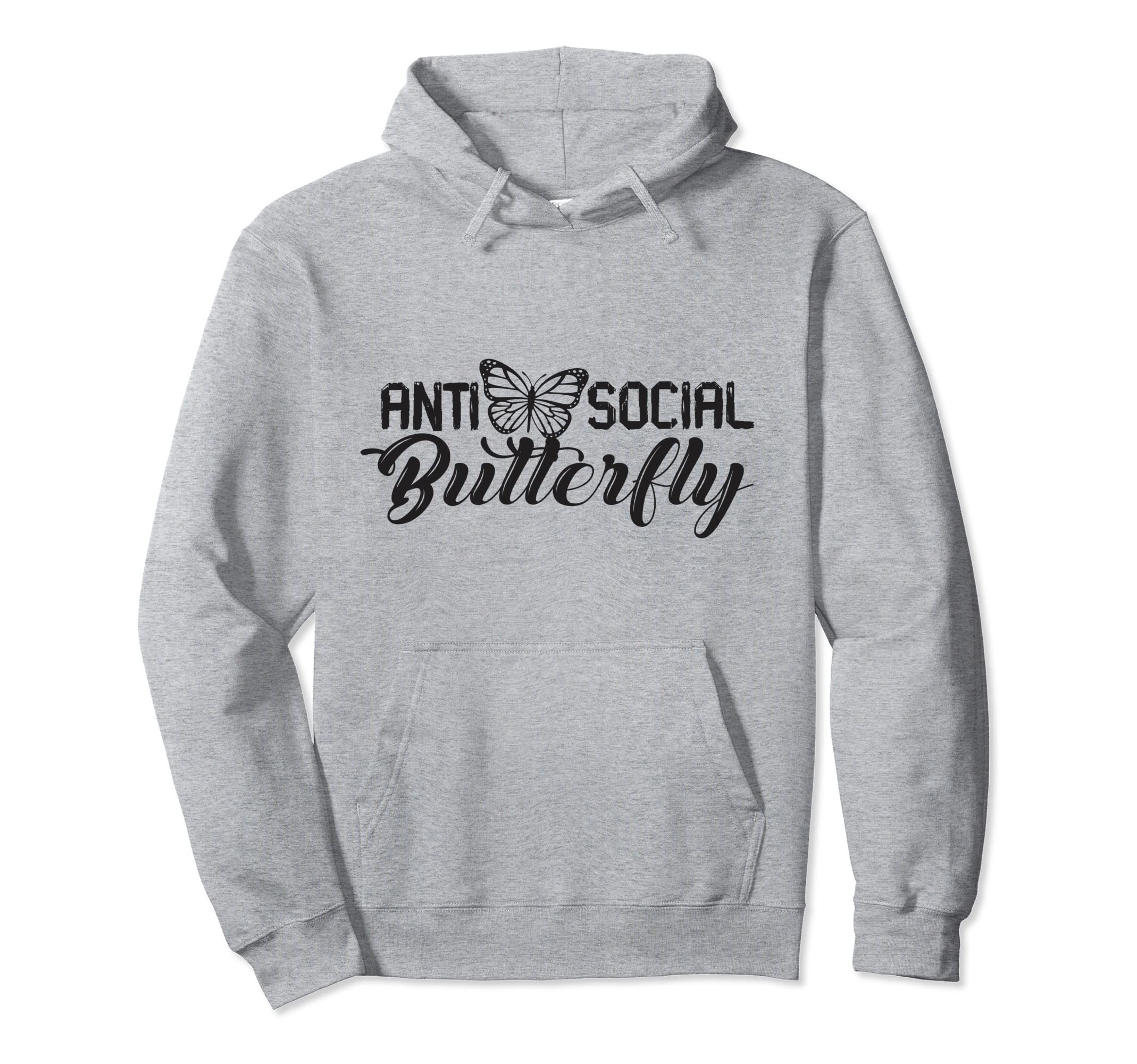 Antisocial Butterfly Antisocial Hoodie - Aesthetic Graphic Men Women - T-Shirt, Sweatshirt, Hoodie