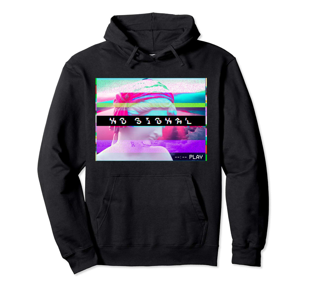 Vaporwave No Signal Synthwave Glitch Hoodie - Aesthetic Graphic Men Women - T-Shirt, Sweatshirt, Hoodie