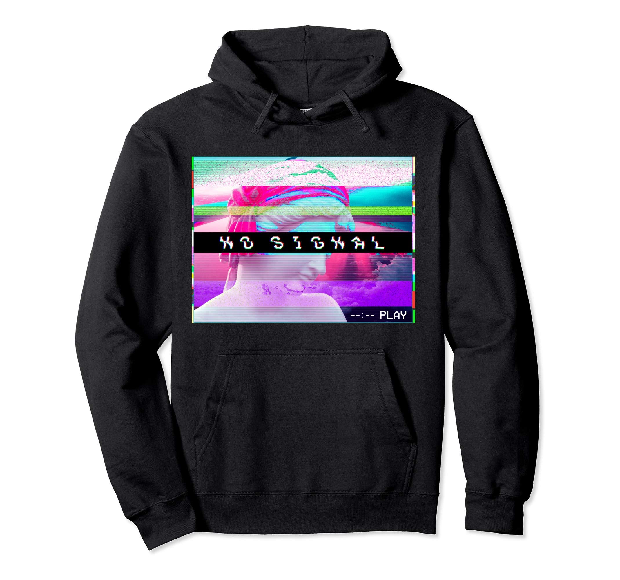 Vaporwave No Signal Synthwave Glitch Hoodie - Aesthetic Graphic Men Women - T-Shirt, Sweatshirt, Hoodie