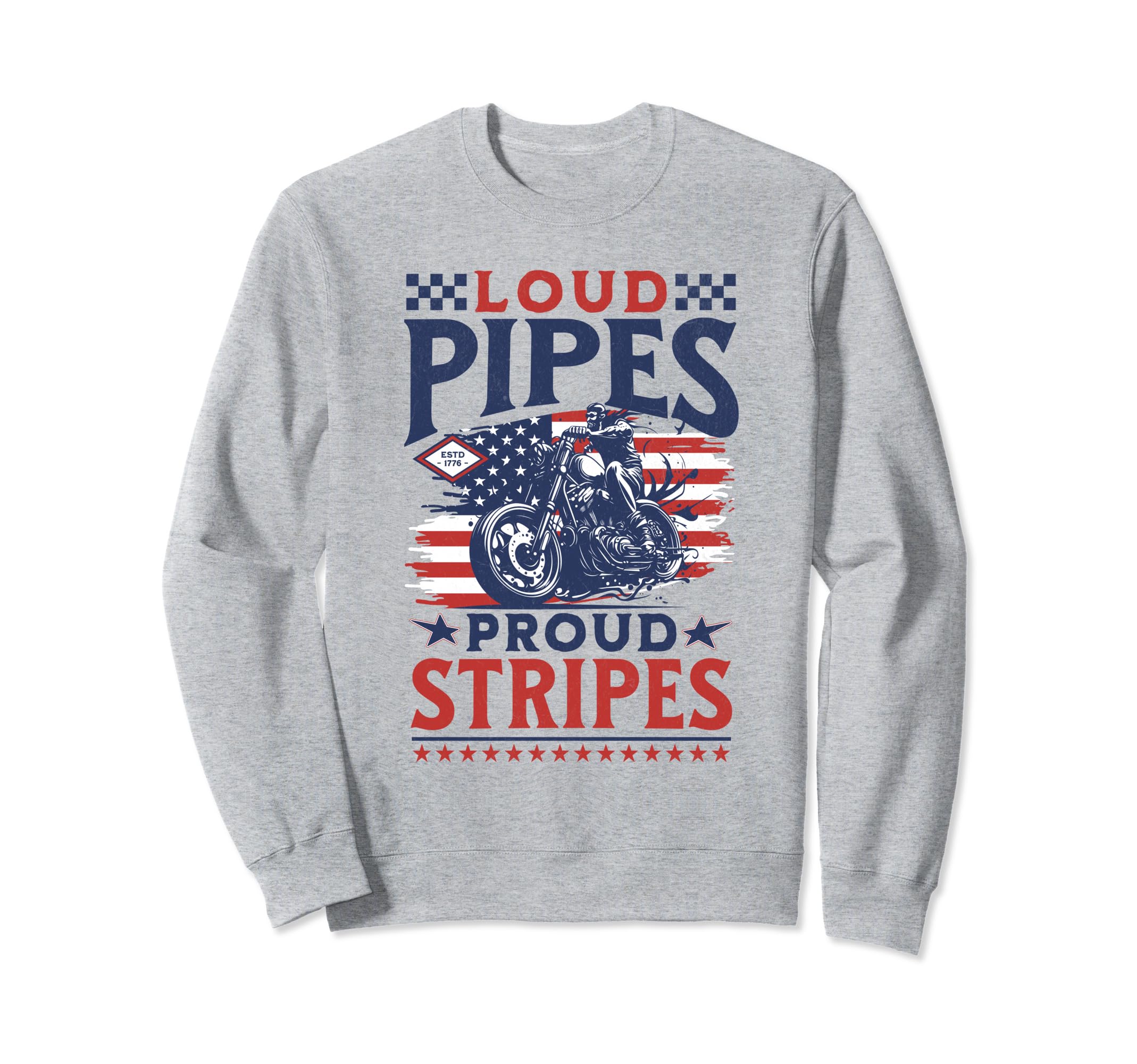 Patriotic Old Biker Motorcycle Sweatshirt - Trendy Graphic Men Women - T-Shirt, Sweatshirt, Hoodie