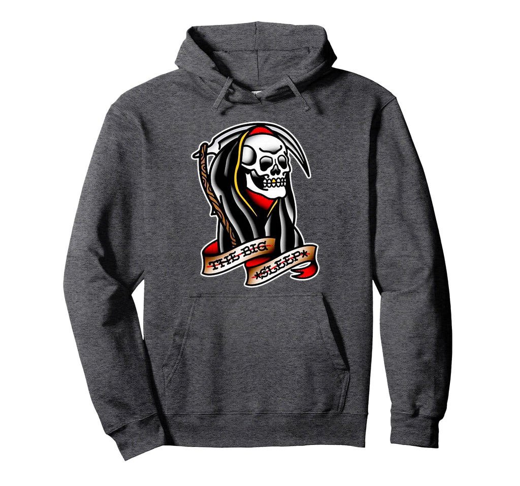 Grim Reaper X Big Sleep Traditional Hoodie - Unique Graphic for Adults - T-Shirt, Sweatshirt, Hoodie