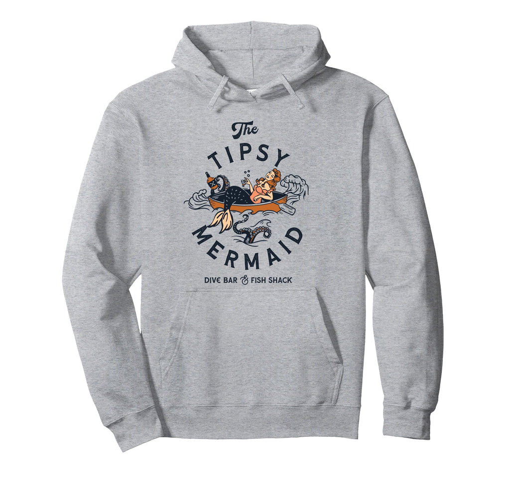 Tipsy Mermaid Funny Whiskey Drinking Hoodie - Minimalist Print for Adults - T-Shirt, Sweatshirt, Hoodie
