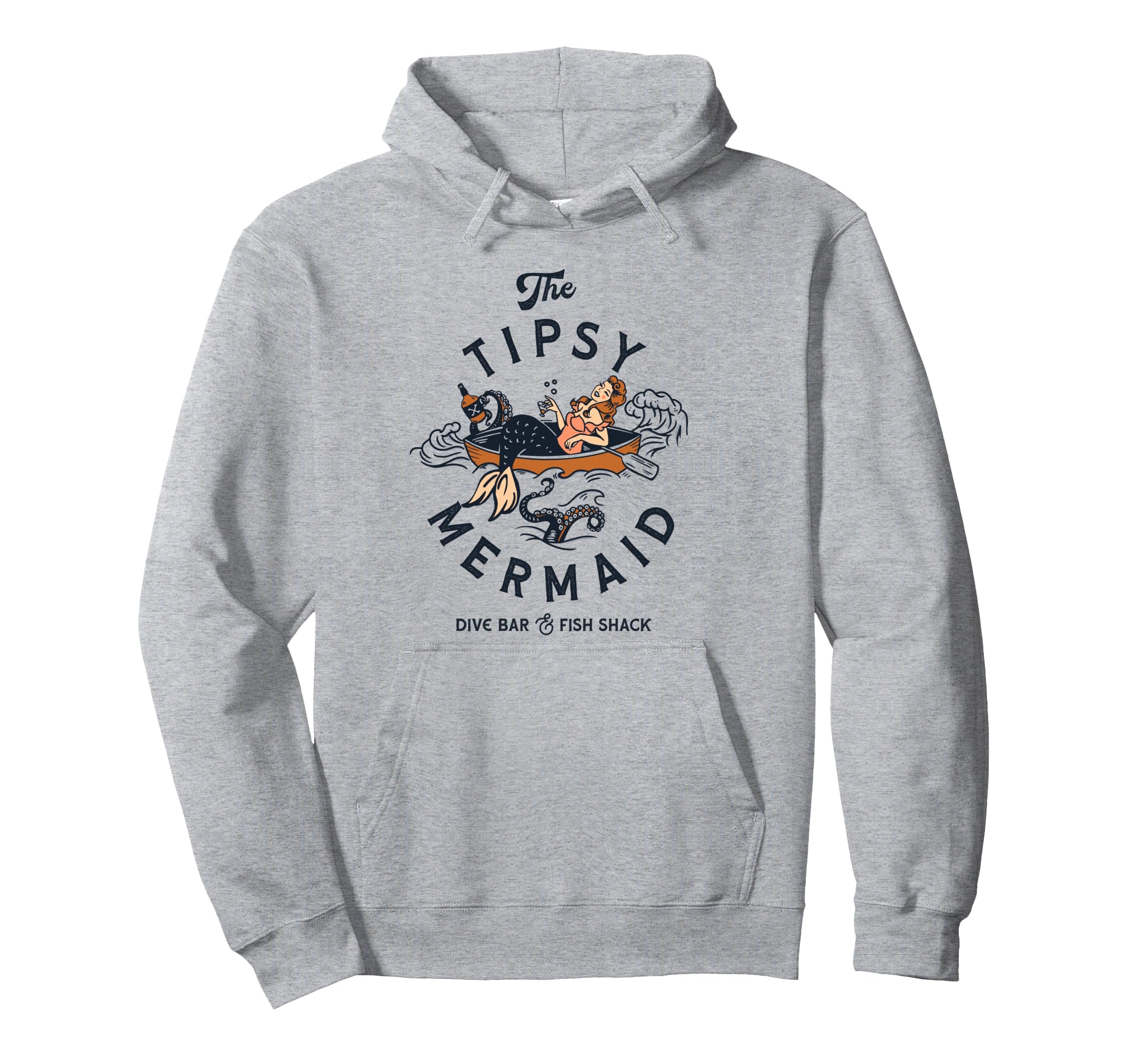 Tipsy Mermaid Funny Whiskey Drinking Hoodie - Minimalist Print for Adults - T-Shirt, Sweatshirt, Hoodie