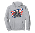 British Patriotic Motorcycle Skull Hoodie - Fun Novelty Design Unisex - T-Shirt, Sweatshirt, Hoodie