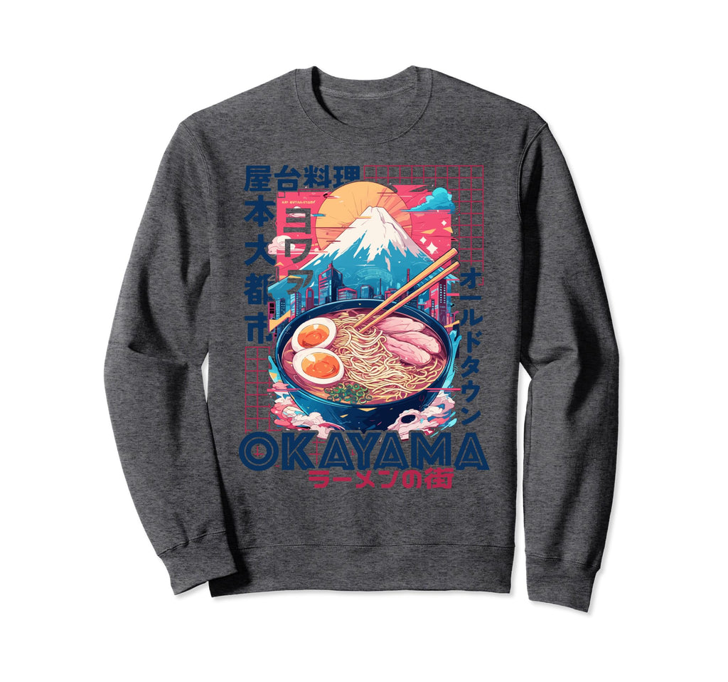 Okayama City 80S Synthwave Ramen Bowl Sweatshirt - Trendy Graphic Unisex - T-Shirt, Sweatshirt, Hoodie