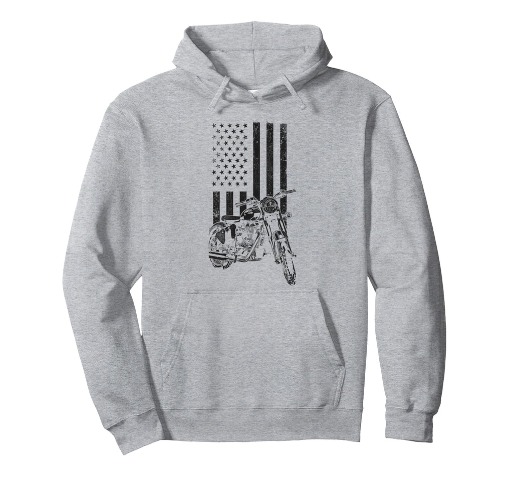 Motorcycle Biker American Flag Hoodie - Custom Art Print Unisex - T-Shirt, Sweatshirt, Hoodie