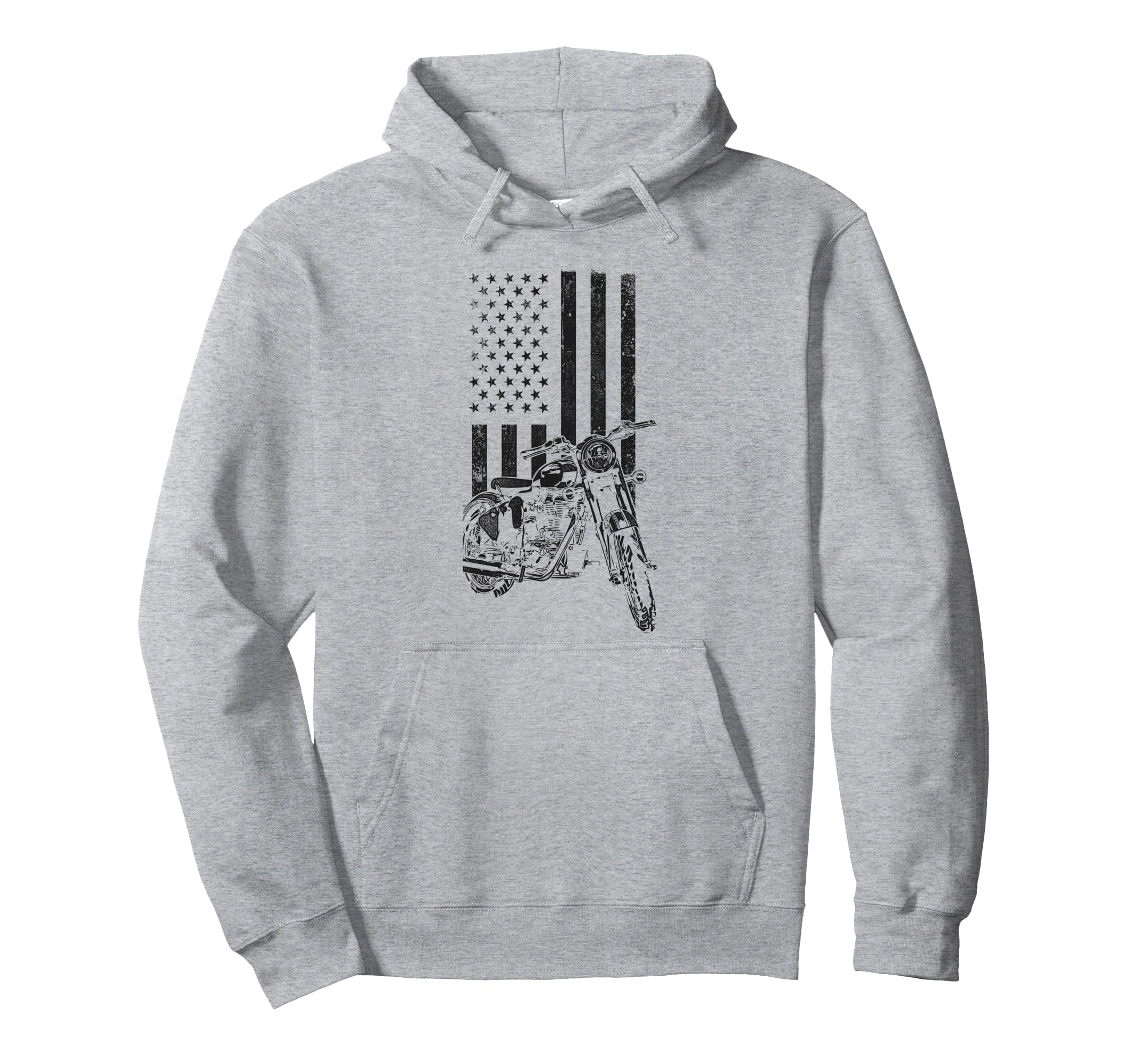 Motorcycle Biker American Flag Hoodie - Custom Art Print Unisex - T-Shirt, Sweatshirt, Hoodie
