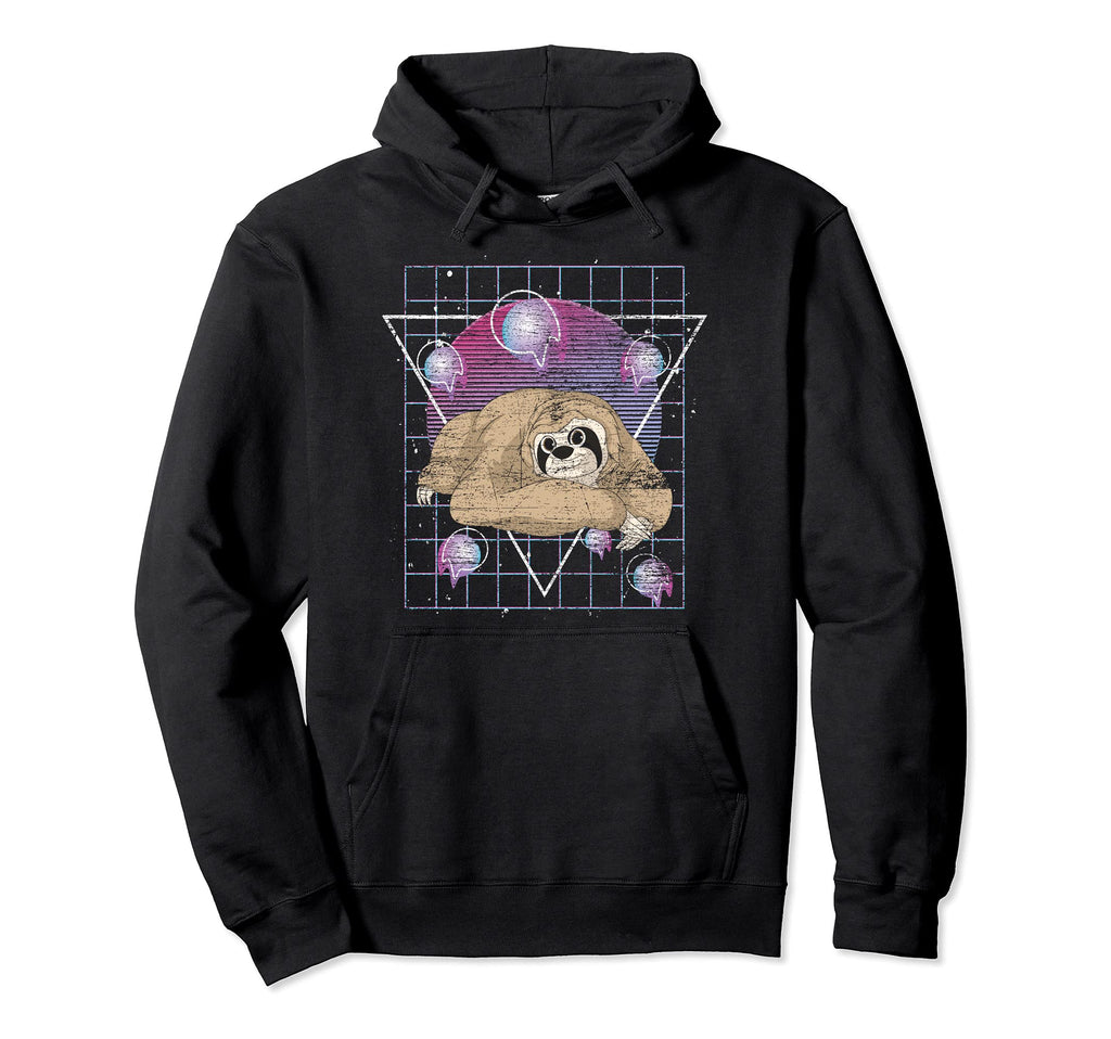 Sloth 80S Art Synthwave Wildlife Animal Hoodie - Streetwear Style Unisex - T-Shirt, Sweatshirt, Hoodie
