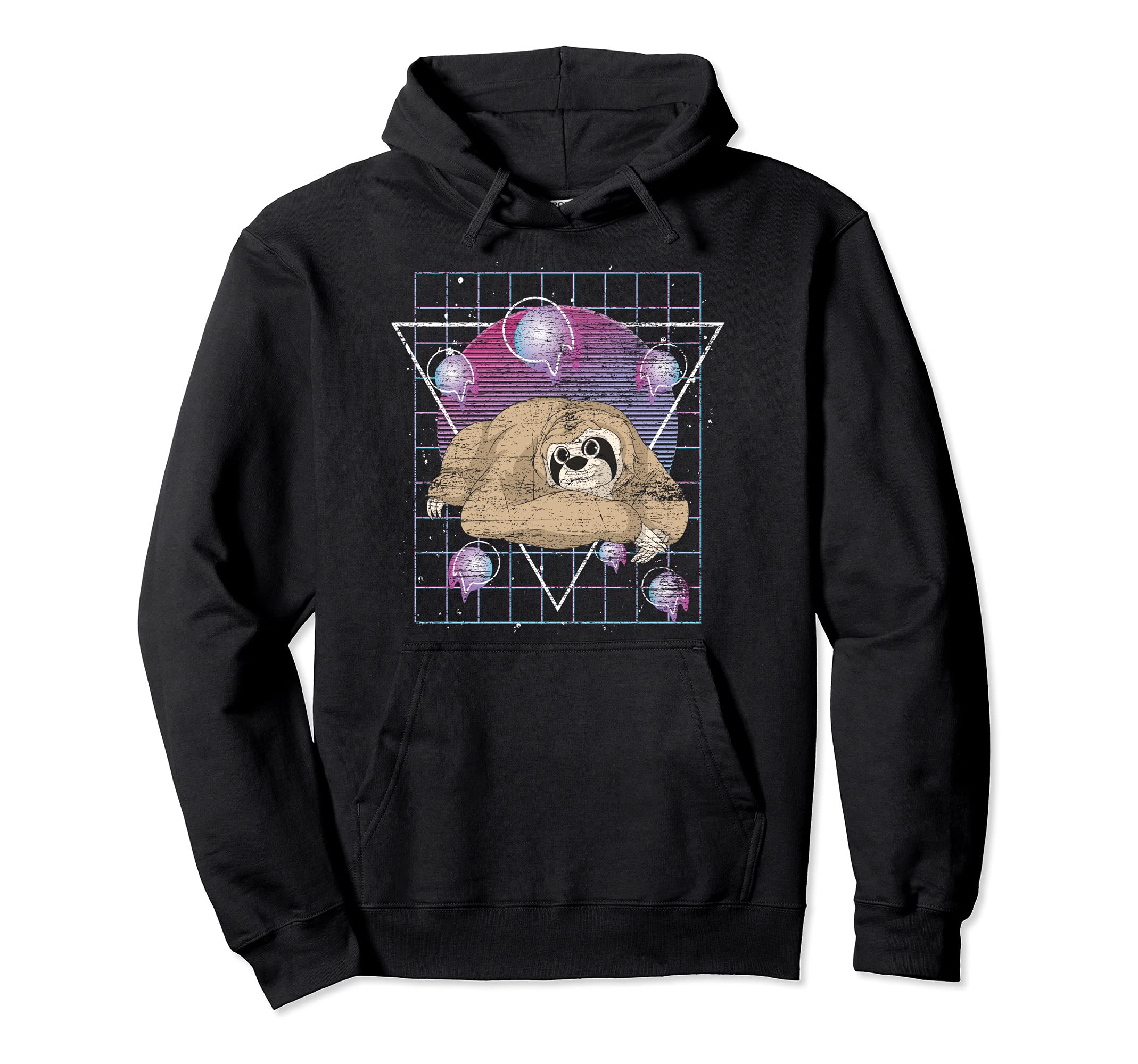 Sloth 80S Art Synthwave Wildlife Animal Hoodie - Streetwear Style Unisex - T-Shirt, Sweatshirt, Hoodie