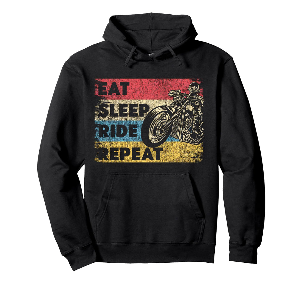 Motorcycle Biker Eat Sleep Ride Repeat Hoodie - Graphic Print Unisex - T-Shirt, Sweatshirt, Hoodie
