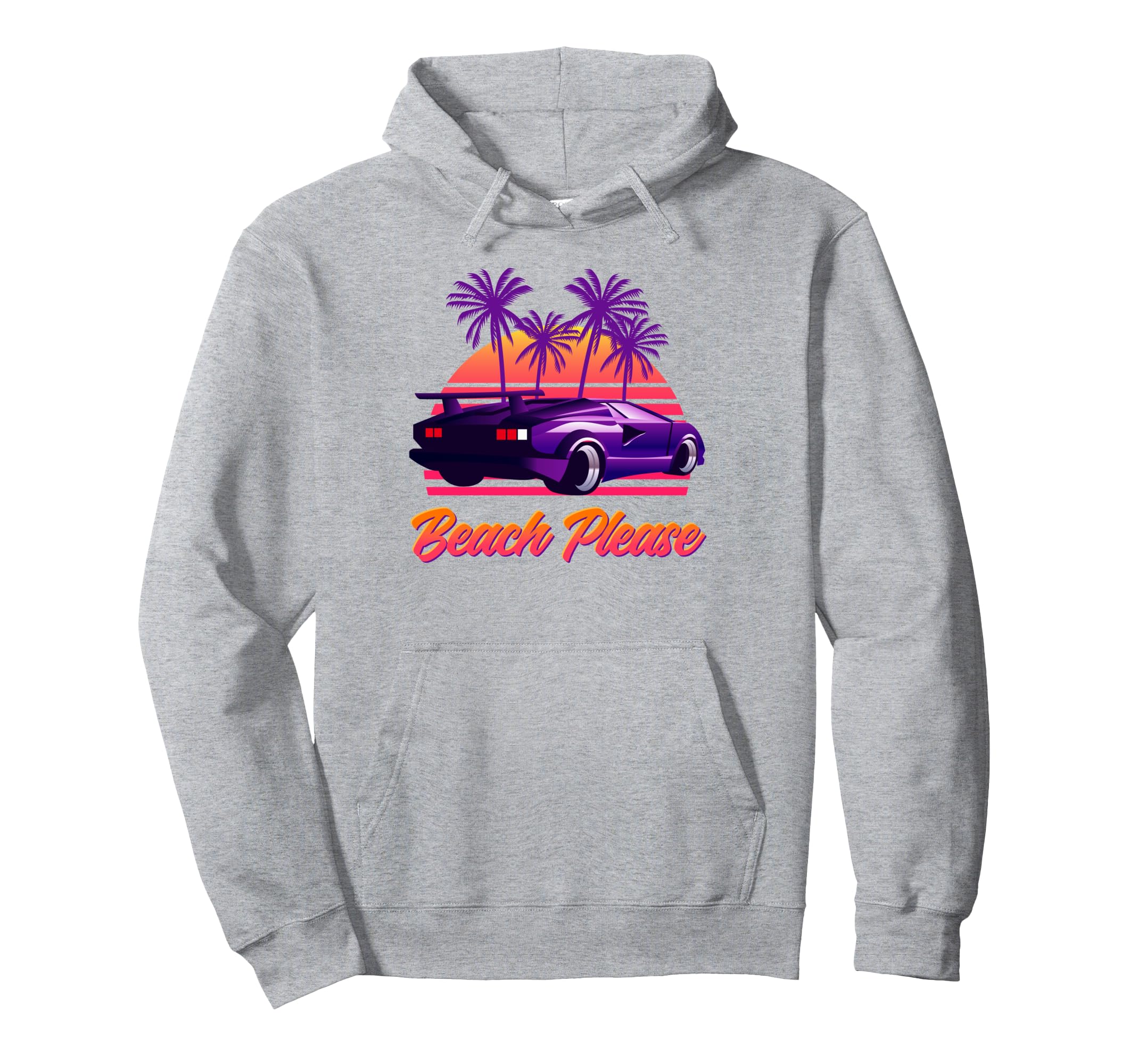 Beach Please Futuristic Vaporwave Hoodie - Fun Novelty Design for Adults - T-Shirt, Sweatshirt, Hoodie