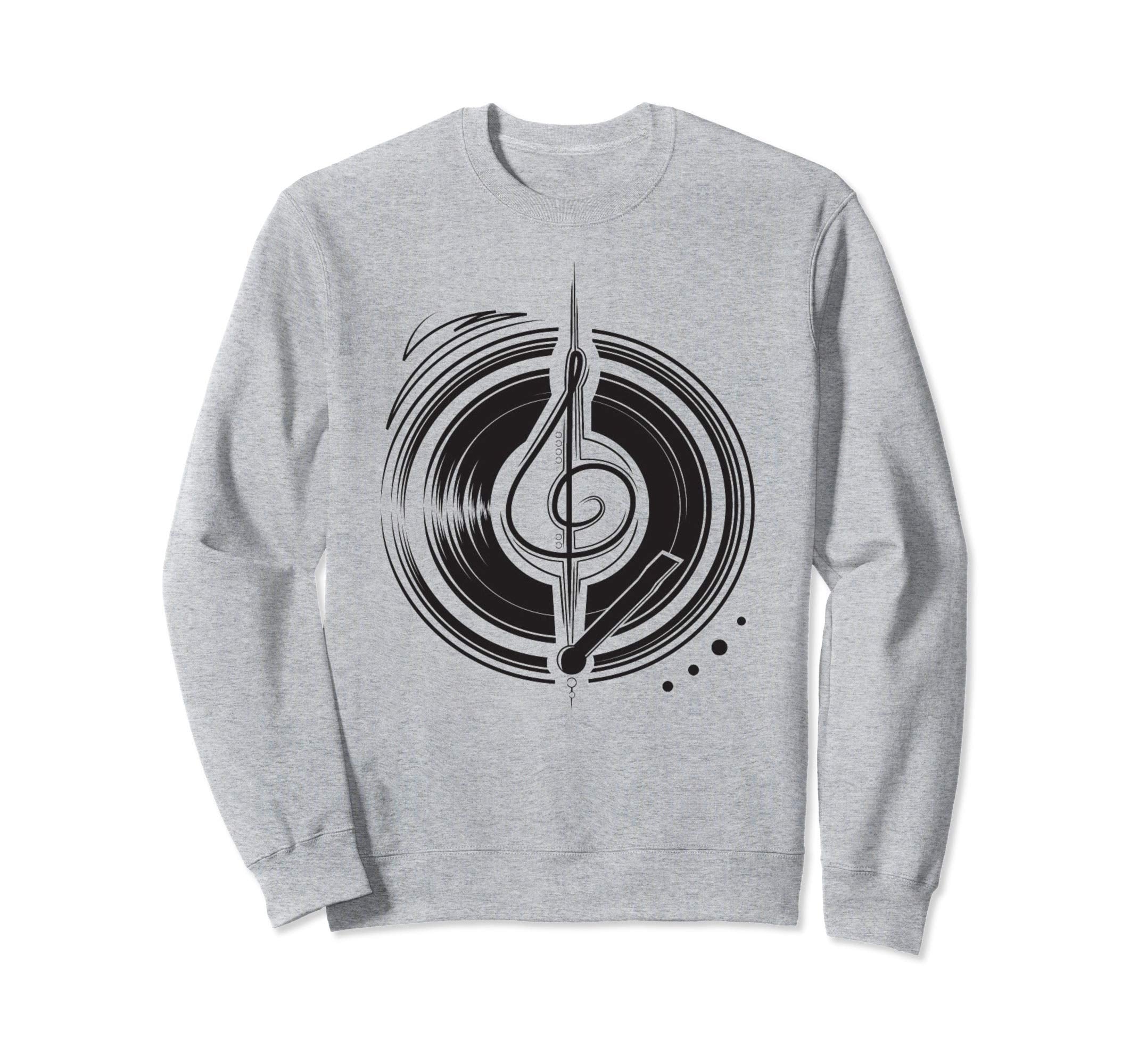 Vinyl Music Note Turntable Gift Sweatshirt - Trendy Graphic for Adults - T-Shirt, Sweatshirt, Hoodie