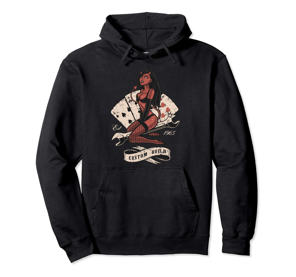 Garage Pinup Hoodie - Novelty Apparel Unisex - T-Shirt, Sweatshirt, Hoodie