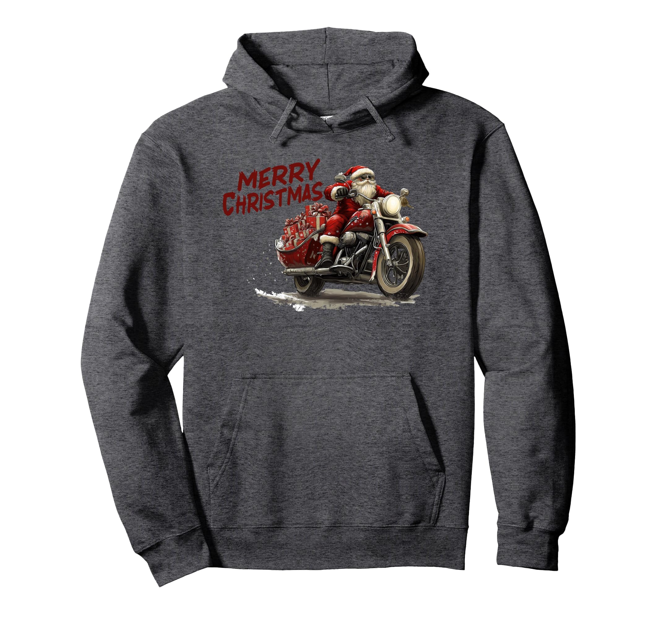 Merry Santa Riding Motorcycle Bike Hoodie - Casual Everyday Wear Unisex - T-Shirt, Sweatshirt, Hoodie