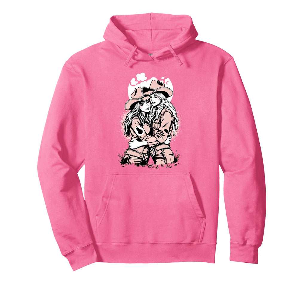 Lesbian Cowgirls Love Lgbtq Pride Western Hoodie - Graphic Print Unisex - T-Shirt, Sweatshirt, Hoodie
