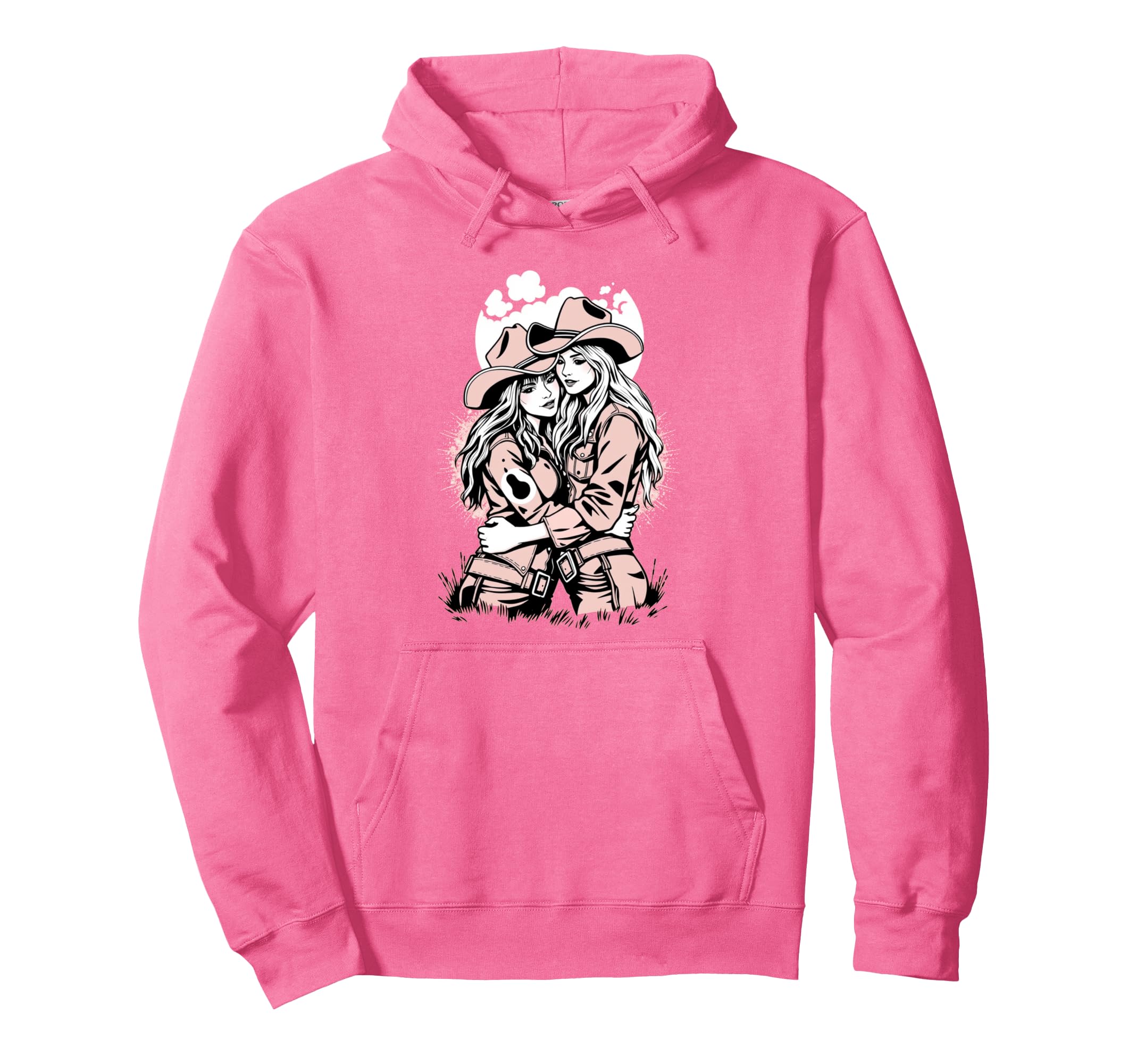 Lesbian Cowgirls Love Lgbtq Pride Western Hoodie - Graphic Print Unisex - T-Shirt, Sweatshirt, Hoodie