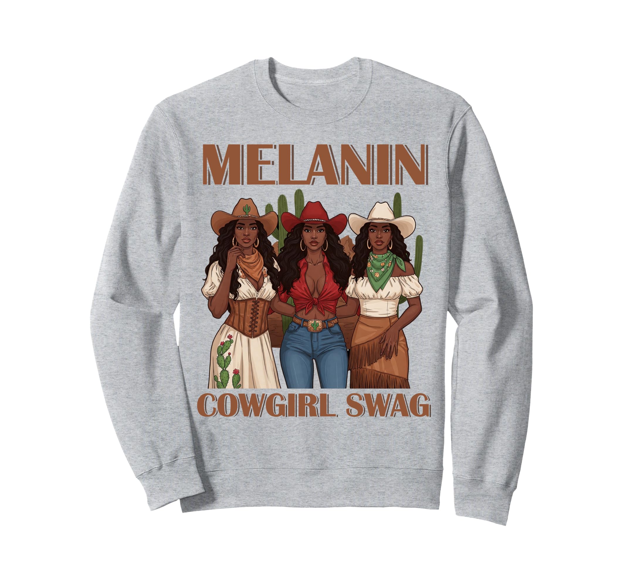 Lets Go Western Country Melanin Sweatshirt - Unique Graphic for Adults - T-Shirt, Sweatshirt, Hoodie