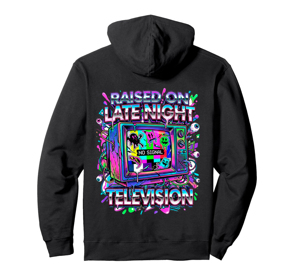 Late Night Television 80S Memorabilia Hoodie - Novelty Apparel for Adults - T-Shirt, Sweatshirt, Hoodie
