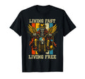 Living Fast Free Motorcycle Biker Skeleton T-Shirt - Novelty Apparel Unisex - T-Shirt, Sweatshirt, Hoodie