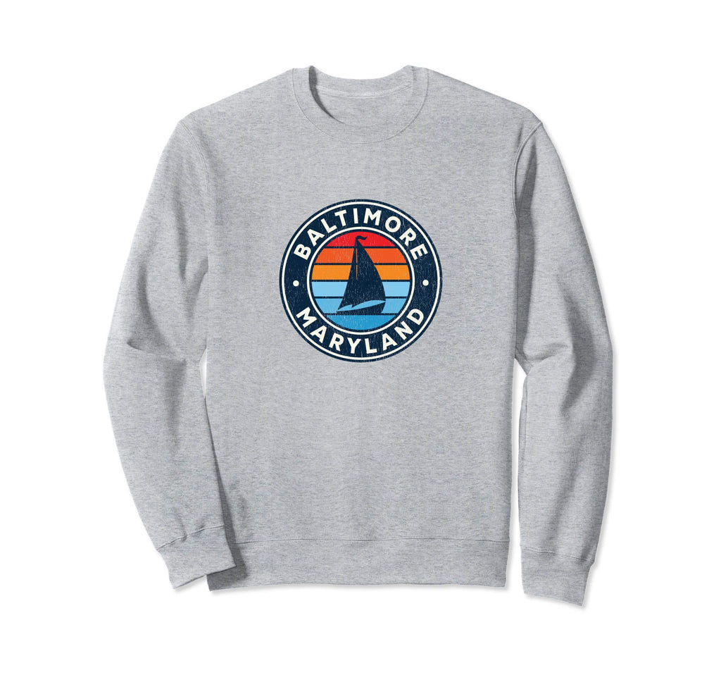 Baltimore Maryland Md Sailboat 70S Sweatshirt - Minimalist Print Men Women - T-Shirt, Sweatshirt, Hoodie
