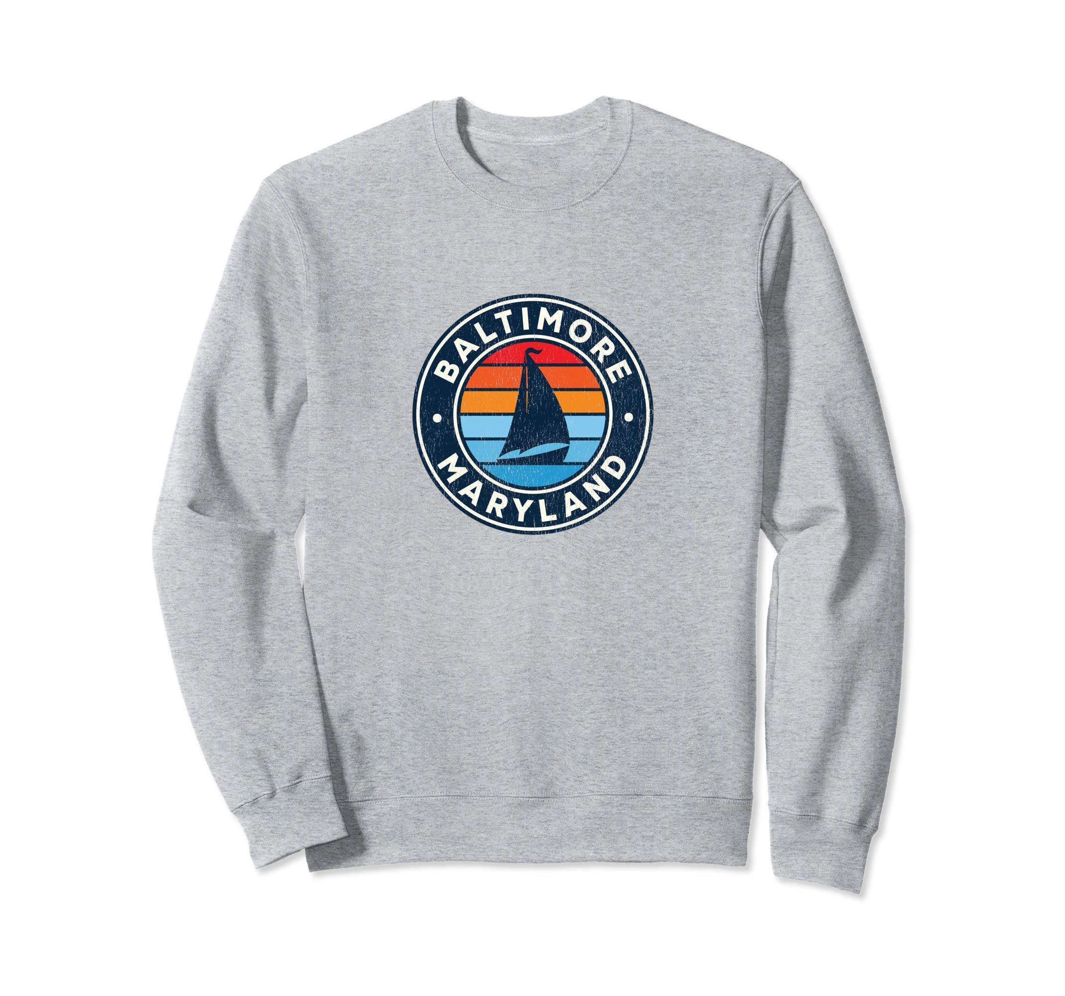 Baltimore Maryland Md Sailboat 70S Sweatshirt - Minimalist Print Men Women - T-Shirt, Sweatshirt, Hoodie
