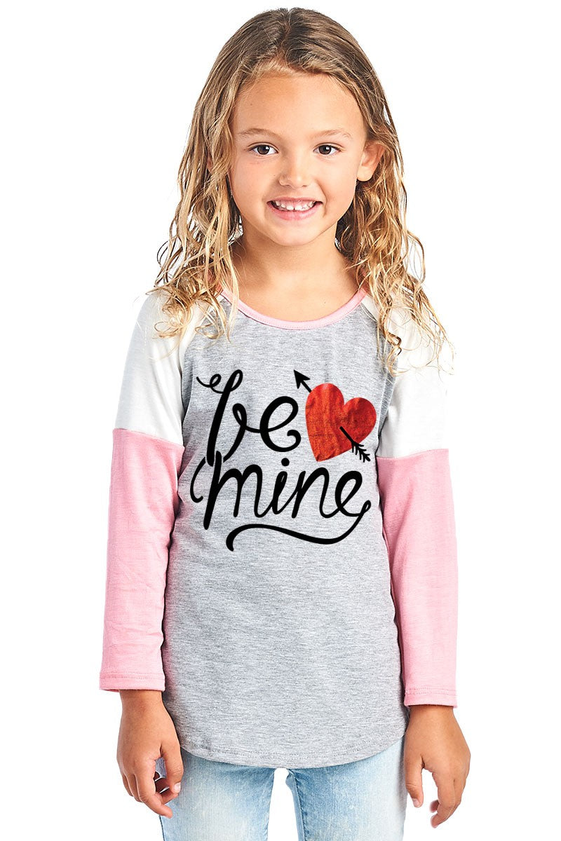Youth Be Mine Valentine's Day Color Block Sleeve - Adult & Kids T-Shirts, Sweatshirts & Hoodies apparel design preview 1