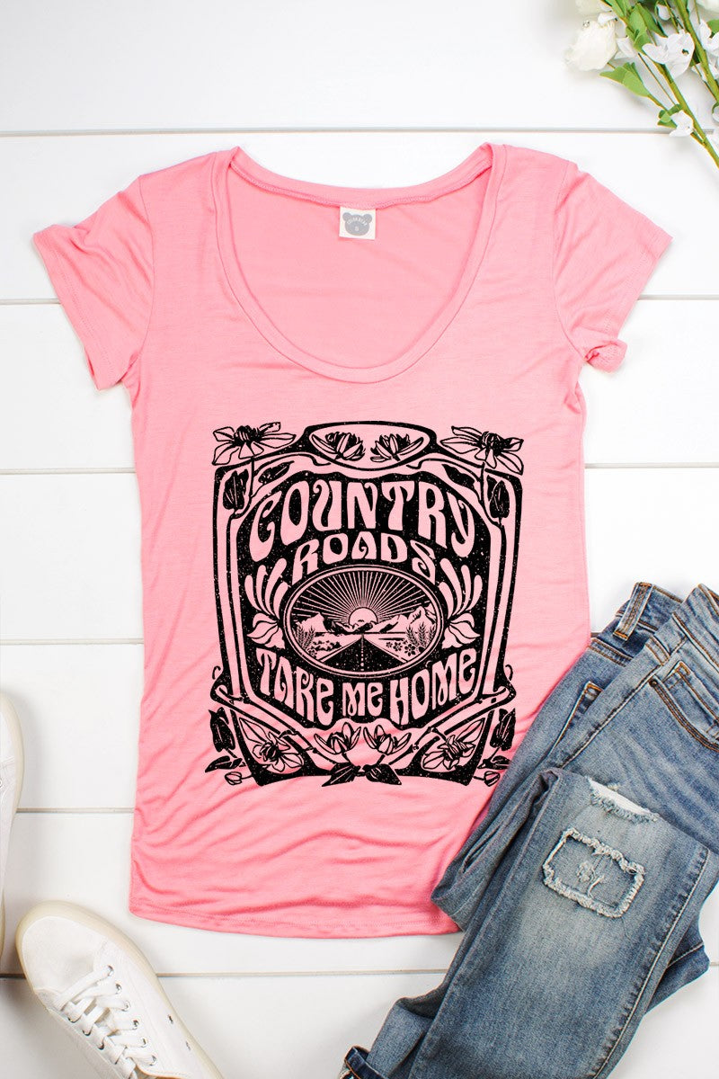 Country Roads Take Me Home Scoop Neck Short Sleeve - Adult & Kids T-Shirts, Sweatshirts & Hoodies apparel design preview 1