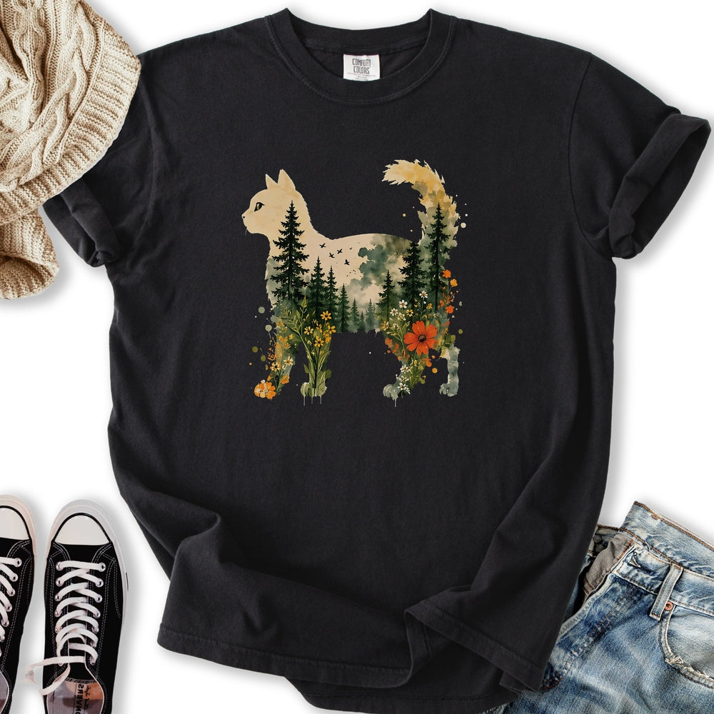 Floral Cat Sunset - Adult & Kids T-Shirts, Sweatshirts & Hoodies apparel design preview 2