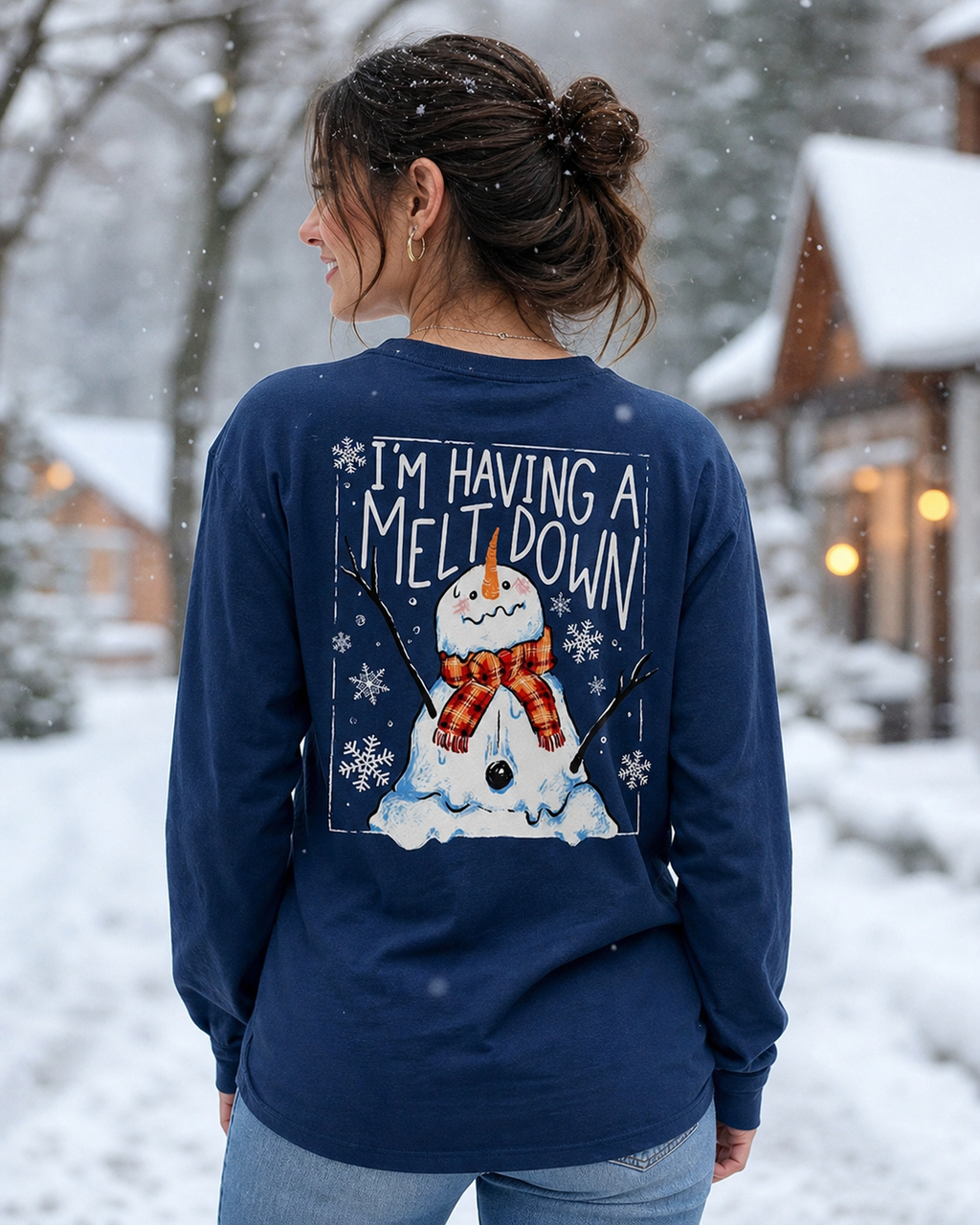 Southern Attitude Meltdown Snowman Holiday - Adult & Kids T-Shirts, Sweatshirts & Hoodies apparel design preview 1