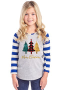 SALE Youth Merry Christmas Tree Plaid Striped Sleeve - Adult & Kids T-Shirts, Sweatshirts & Hoodies apparel design preview 1