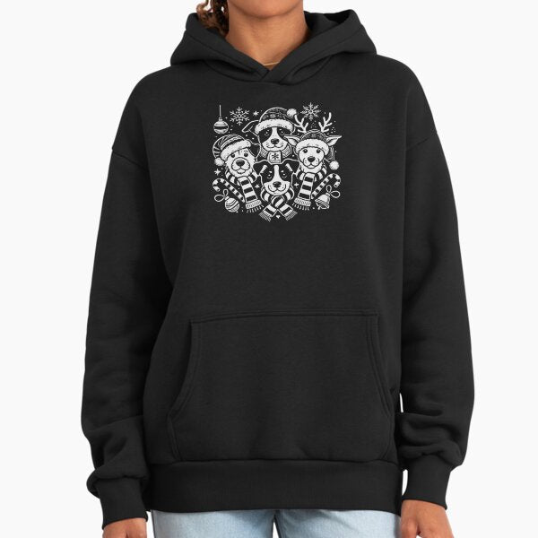 Festive Pups in Winter Wonderland - Adult & Kids T-Shirts, Sweatshirts & Hoodies apparel design preview 1