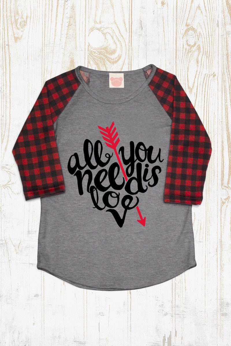 Youth All You Need is Love Valentines Day Buffalo - Adult & Kids T-Shirts, Sweatshirts & Hoodies apparel design preview 1