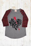 Youth All You Need is Love Valentines Day Buffalo - Adult & Kids T-Shirts, Sweatshirts & Hoodies apparel design preview 1