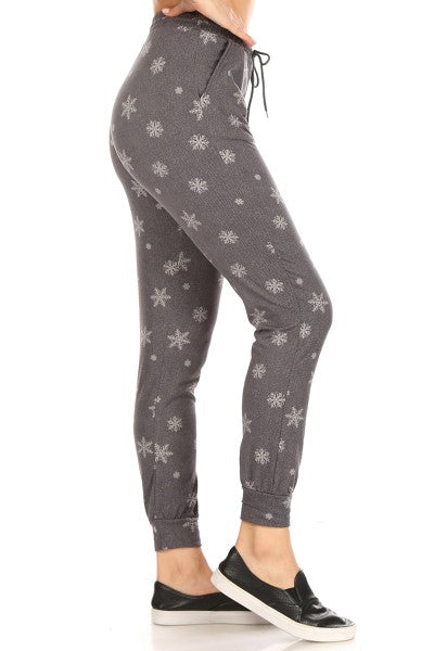 Gray Snowflake Print Fleece Lined Soft Lounge Jogger - Adult & Kids T-Shirts, Sweatshirts & Hoodies apparel design preview 2