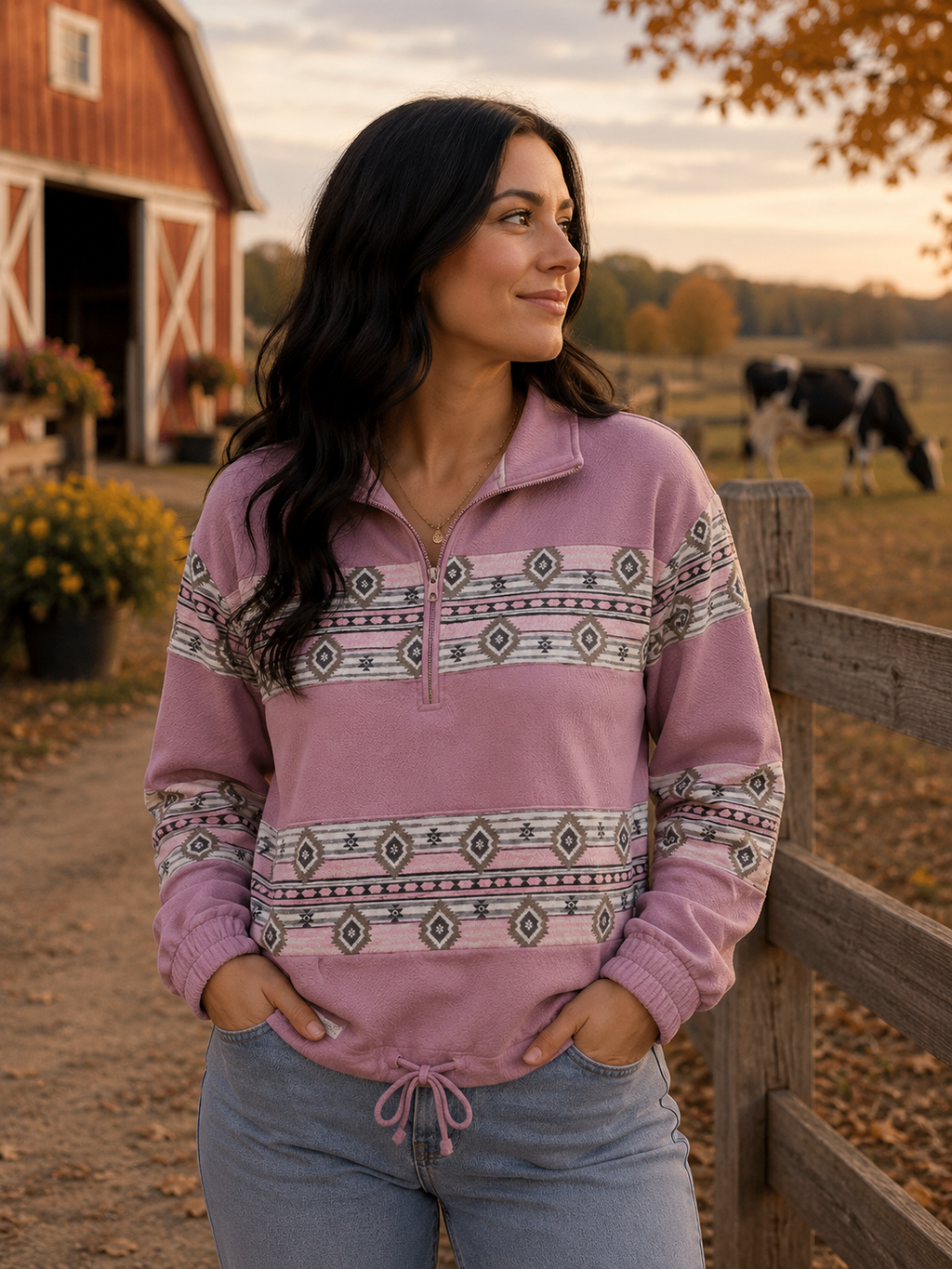 SALE Simply Southern Quarter Zip Stripe Aztec Jacket - Adult & Kids T-Shirts, Sweatshirts & Hoodies apparel design preview 1