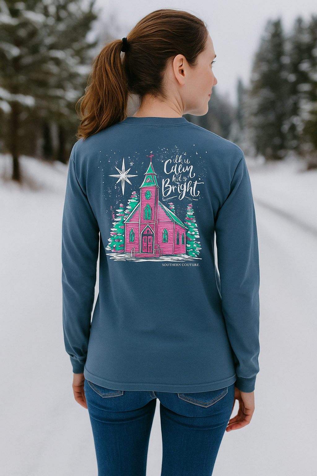 Southern Couture Classic All Is Calm Holiday - Adult & Kids T-Shirts, Sweatshirts & Hoodies apparel design preview 1