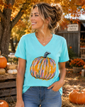 Sassy Frass Pumpkin V-Neck Fall Bright - Adult & Kids T-Shirts, Sweatshirts & Hoodies apparel design preview 1