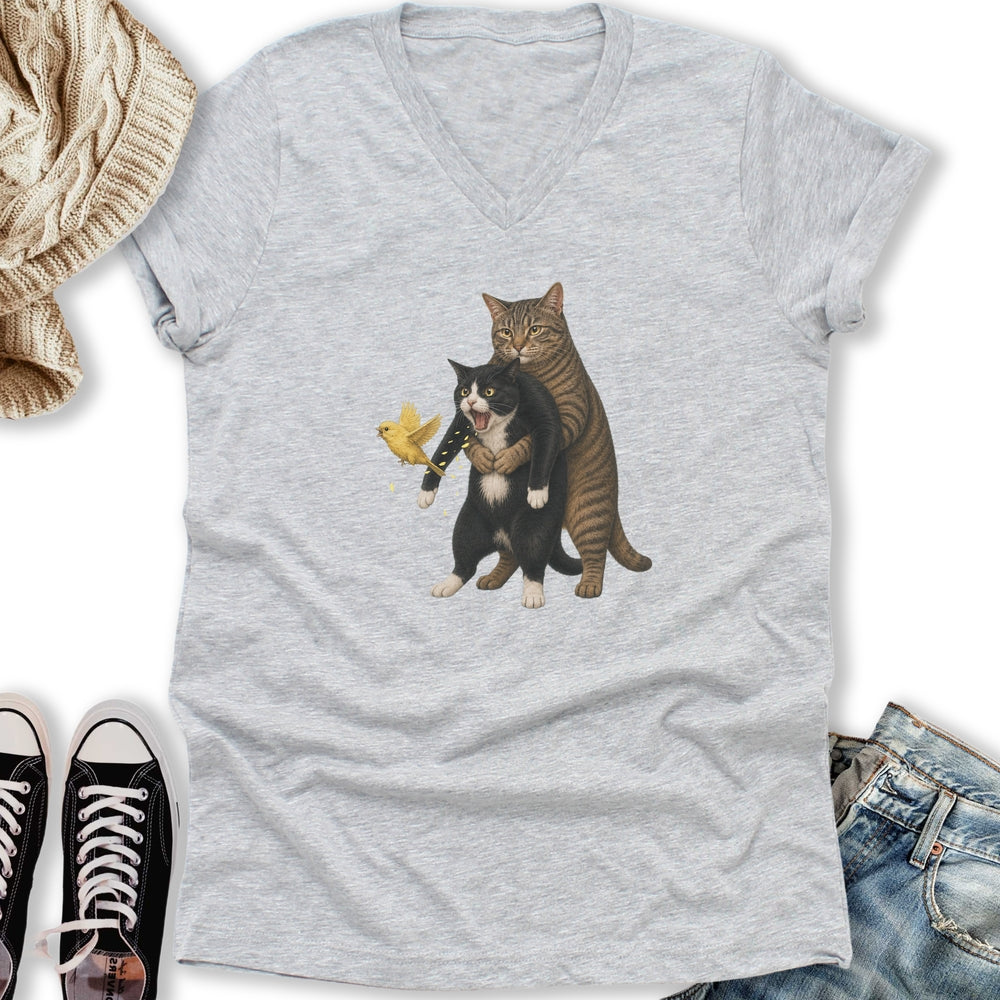 Cat Heimlich Maneuver V-Neck - Adult & Kids T-Shirts, Sweatshirts & Hoodies apparel design preview 2