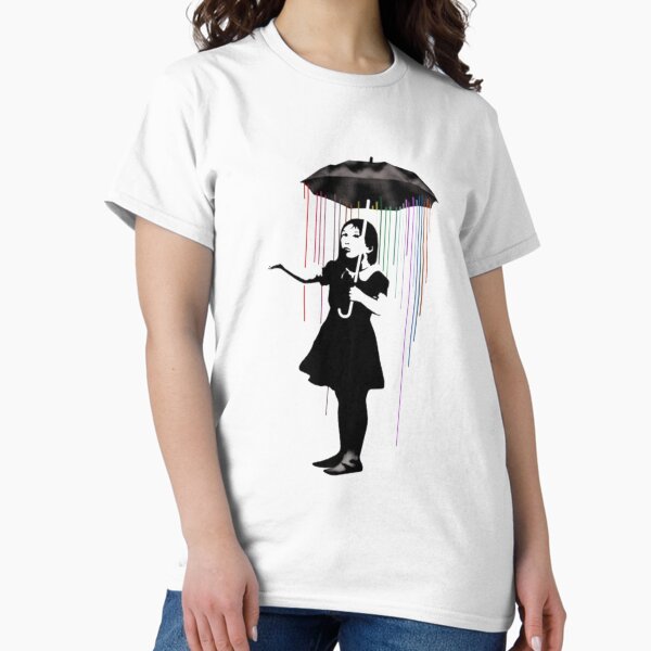 Banksy Girl With Umbrella - Adult & Kids T-Shirts, Sweatshirts & Hoodies apparel design preview 1