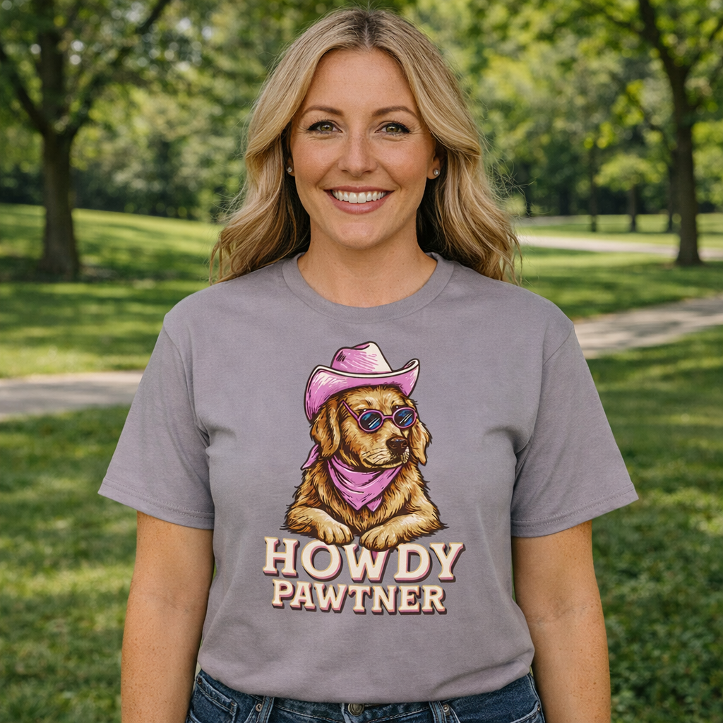 Girlie Girl Lulu Mac Howdy Pawtner Canvas - Adult & Kids T-Shirts, Sweatshirts & Hoodies apparel design preview 1