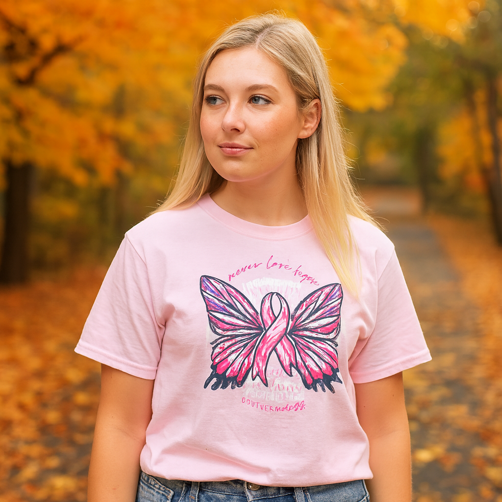 Southernology Butterfly Ribbon Breast Cancer Comfort - Adult & Kids T-Shirts, Sweatshirts & Hoodies apparel design preview 1
