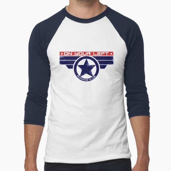 "On Your Left Running Club" Hybrid Baseball ¾ Sleeve - Adult & Kids T-Shirts, Sweatshirts & Hoodies apparel design preview 1