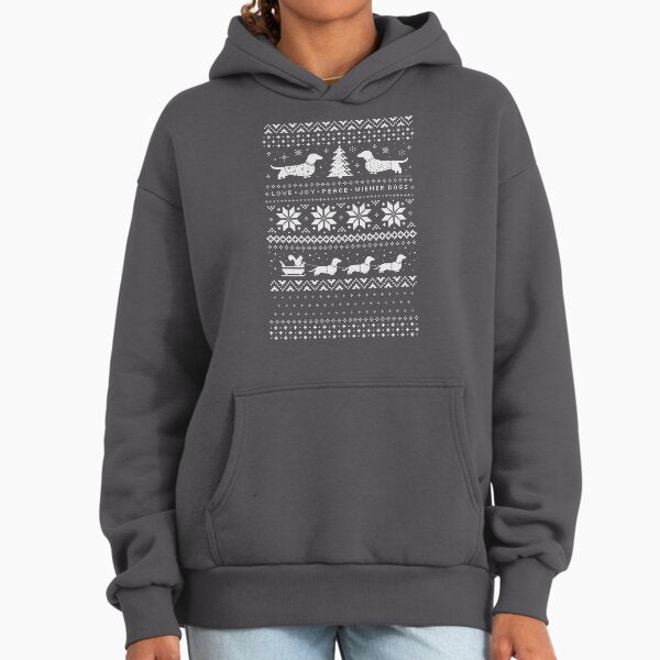 Dachshunds Christmas Sweater Pattern - Adult & Kids T-Shirts, Sweatshirts & Hoodies apparel design preview 1
