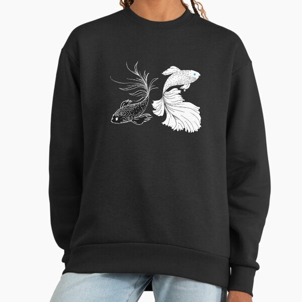 Black And White Betta Fish Strongest Anime Inspired - Adult & Kids T-Shirts, Sweatshirts & Hoodies apparel design preview 1