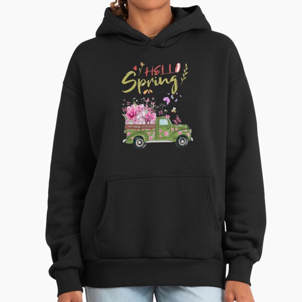 Vintage Green Farmhouse Truck with Pink Peonies and - Adult & Kids T-Shirts, Sweatshirts & Hoodies apparel design preview 1