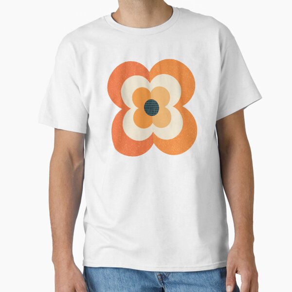 Retro Flowers Orange and Charcoal - Adult & Kids T-Shirts, Sweatshirts & Hoodies apparel design preview 1