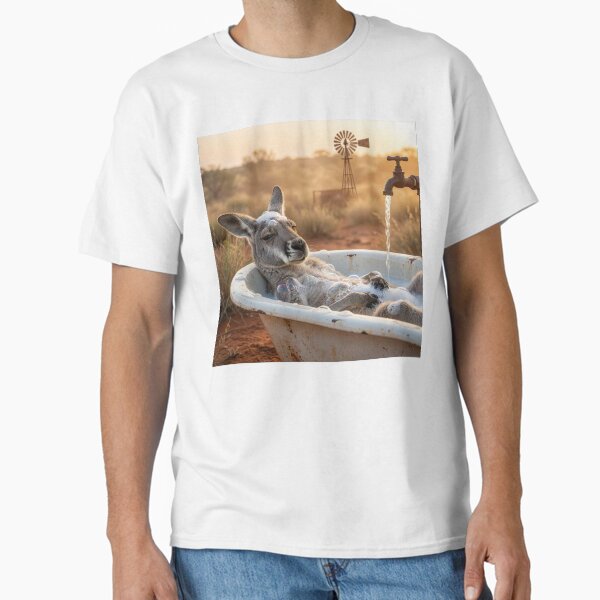 Kangaroo Takes a Outdoor Bath - Adult & Kids T-Shirts, Sweatshirts & Hoodies apparel design preview 1