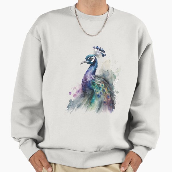 Peacock Watercolour Bird Painting - Adult & Kids T-Shirts, Sweatshirts & Hoodies apparel design preview 1