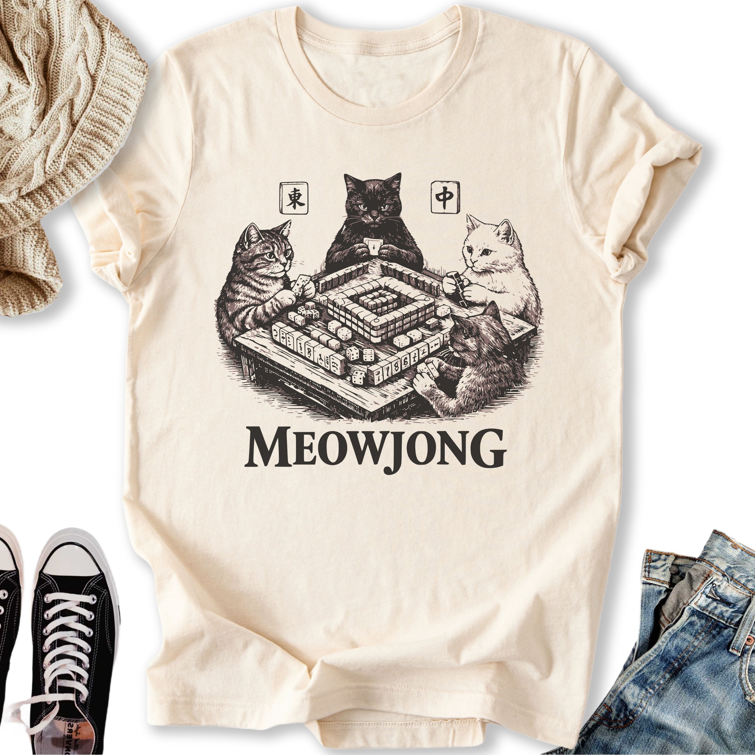 Meowjong - Adult & Kids T-Shirts, Sweatshirts & Hoodies apparel design preview 1