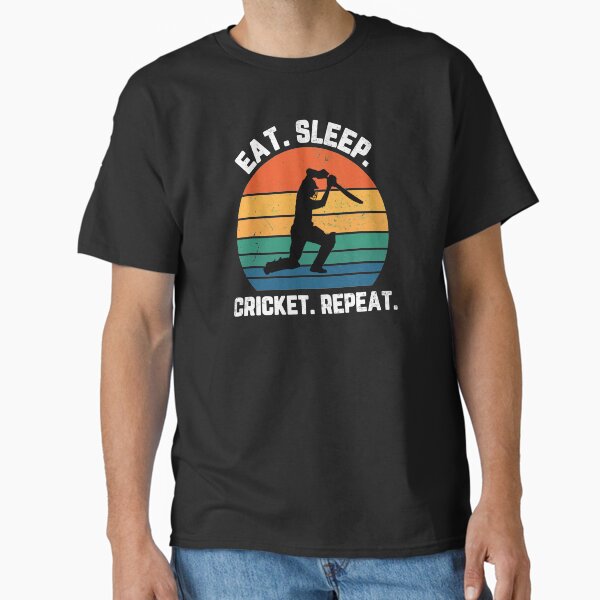 Eat Sleep Cricket Repeat Sunset White Text - Adult & Kids T-Shirts, Sweatshirts & Hoodies apparel design preview 1